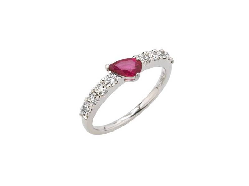 WHITE GOLD RING WITH PRECIOUS STONE IN THE MIDDLE AND DIAMONDS ON THE SIDES SWING VALENTINA CALLEGHER 10988